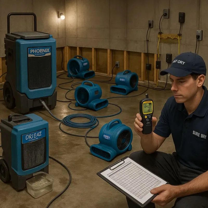 Structural Drying and Dehumidification process in Rushmere, VA